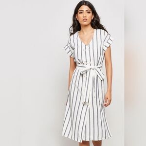 NWOT Mango Striped Dress in White/Black. Size 10